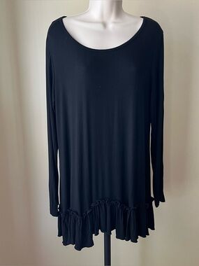 Urban Coco Black Ruffle Tunic Top Size L